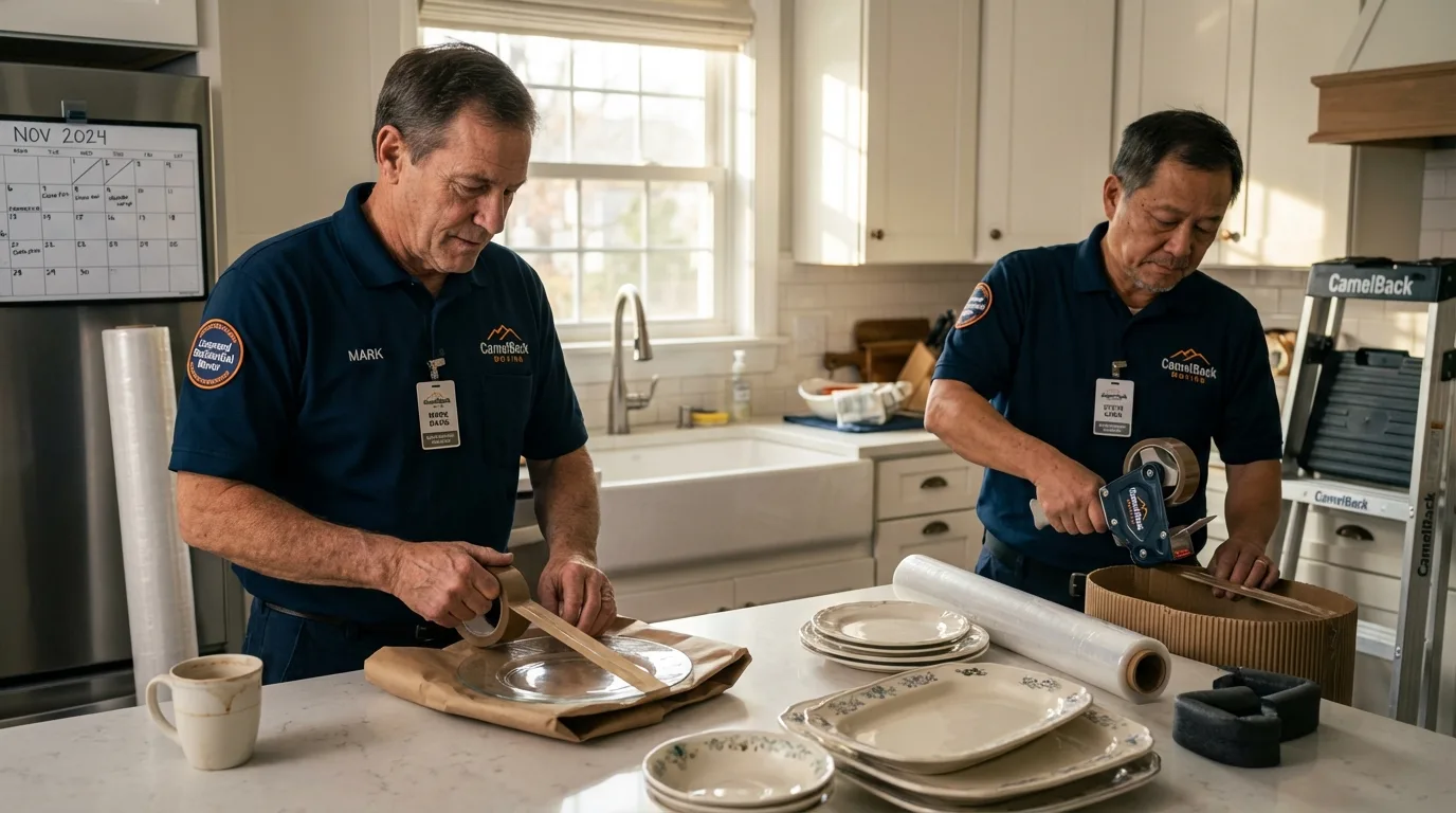 Professional crew packing kitchen dishware in Sugar City, ID